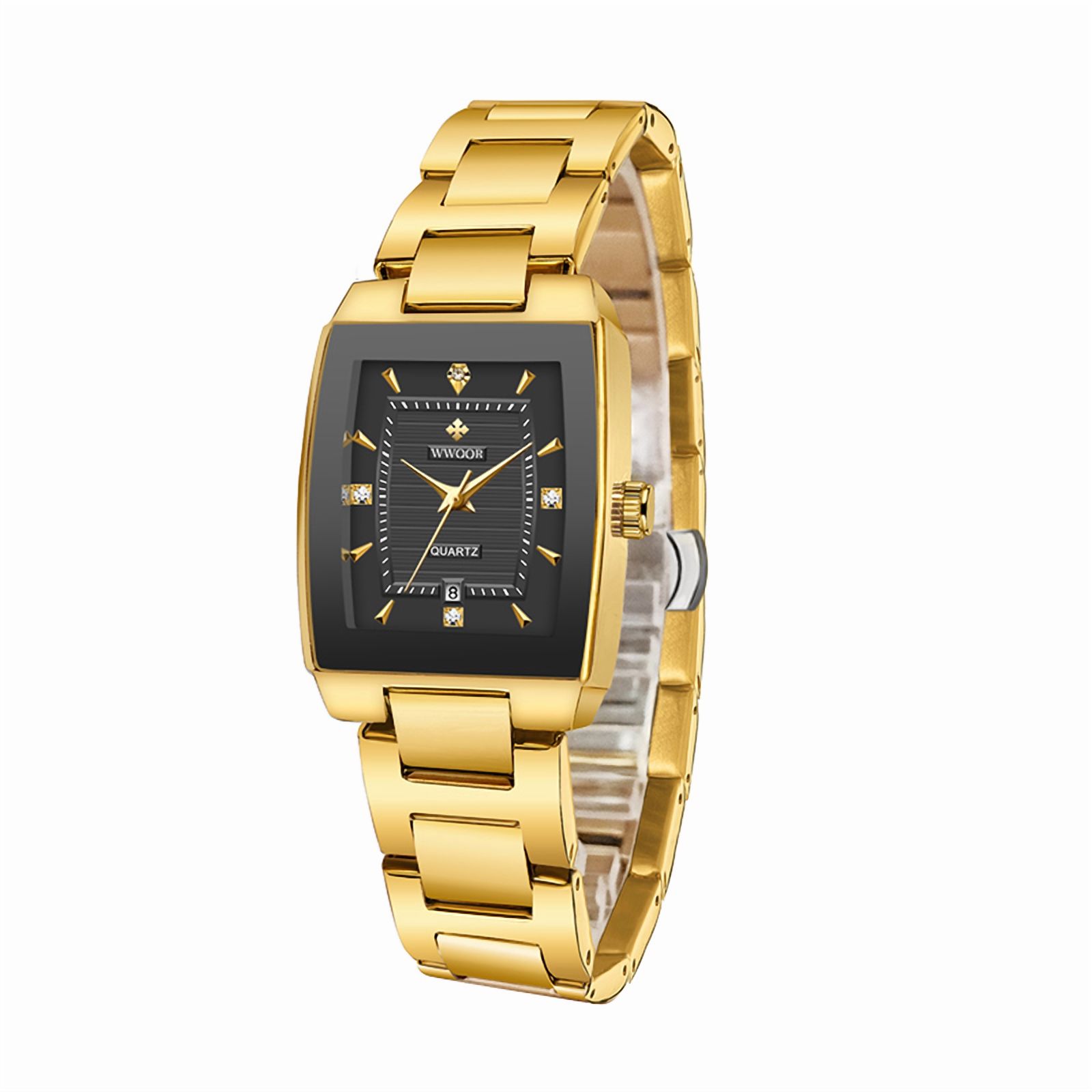Square Watches for Women, Women's Wristwatches, Ladies Waterproof Stainless Steel Analog Small Dainty Gold Watch for Women
