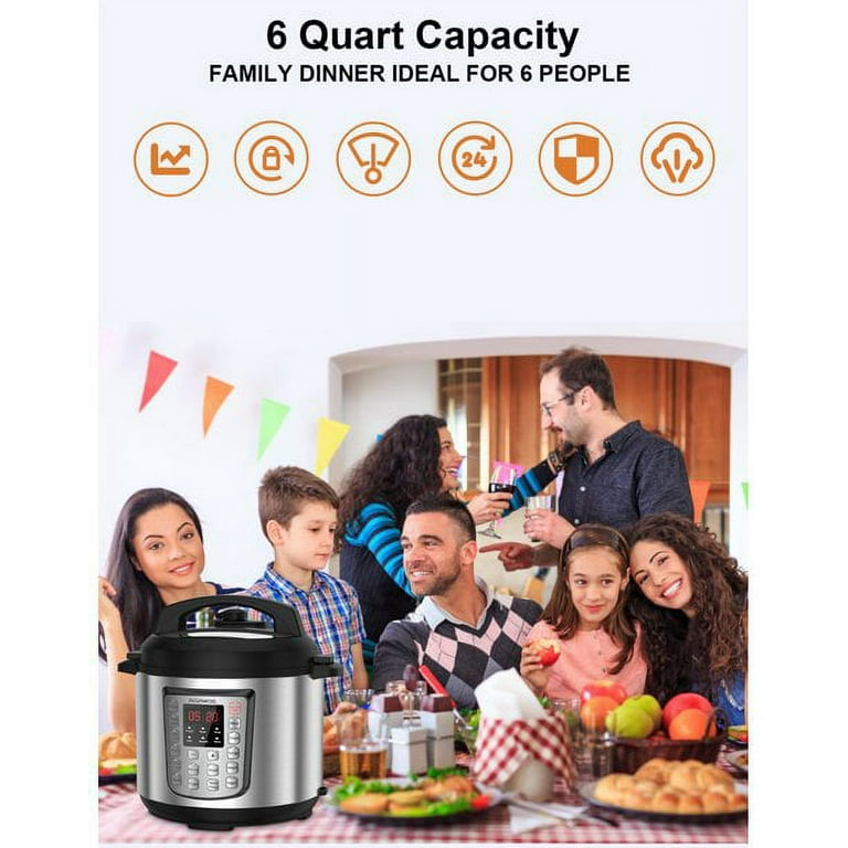 Rozmoz One-Touch Instant Pot, 16-in-1 Electric Pressure Cooker with 16  Preset Functions, Time/Temp Free Control, 6.2 Qt Large Capacity, Stainless