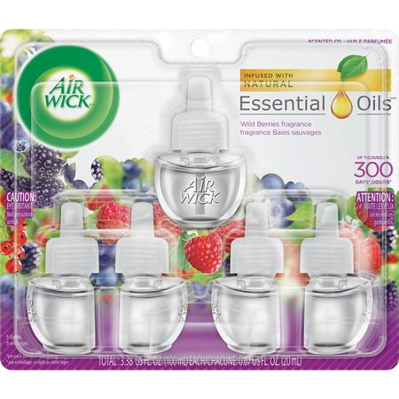 Air Wick Plug in Refill, 5ct, Wild Berries, Scented Oil, Air Freshener, Essential