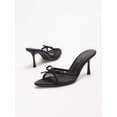 thumbnail image 2 of On feet& in love Women's Pointed Toe Breathable Mesh Hand-Tied Bow Slip-On Sculpted Kitten Heel Mule Sandals for Summer Date Wedding Daily Evening Party Wear, 2 of 6