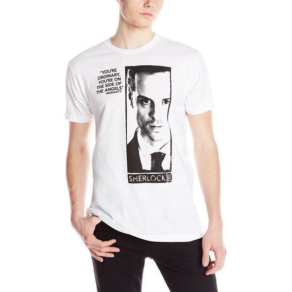 Sherlock Mens T-Shirt - Face Image May Be on the Side of Angles But (Large)