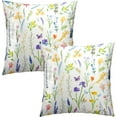 thumbnail image 2 of Summer Flowers Throw Pillow Covers 18 X 18 Inch Set of 2 Wild Herb Floral Botanical Plants Square Accent Pillowcases Hidden Zipper Cushion Cover Home Decor Sofa Bed Couch, 2 of 5