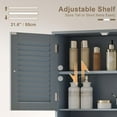 thumbnail image 4 of Bathroom Wall Cabinet with Towels Bar, 23.6" L x7.9 W x27.5 H MDF Material Medicine Cabinet, 2 Doors Over The Toilet Space Saver Storage Cabinet with Large Space, Grey, 4 of 15