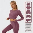 thumbnail image 2 of KHONTS Women's 5 Piece Sets Workout Short Sleeve Seamless Crop Top Yoga Gym Sport Outfits Brick Red L, 2 of 3
