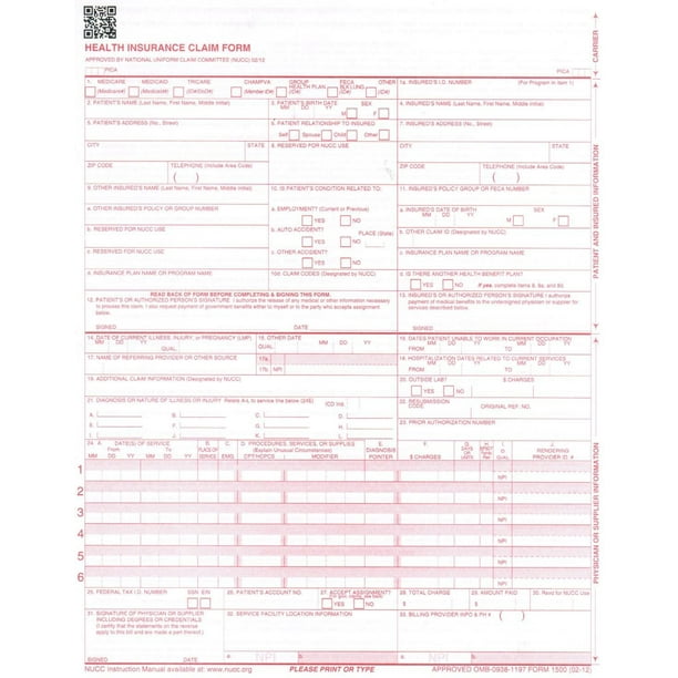 CMS1500 Laser Printer Medical Claims Form 2,000 sheets