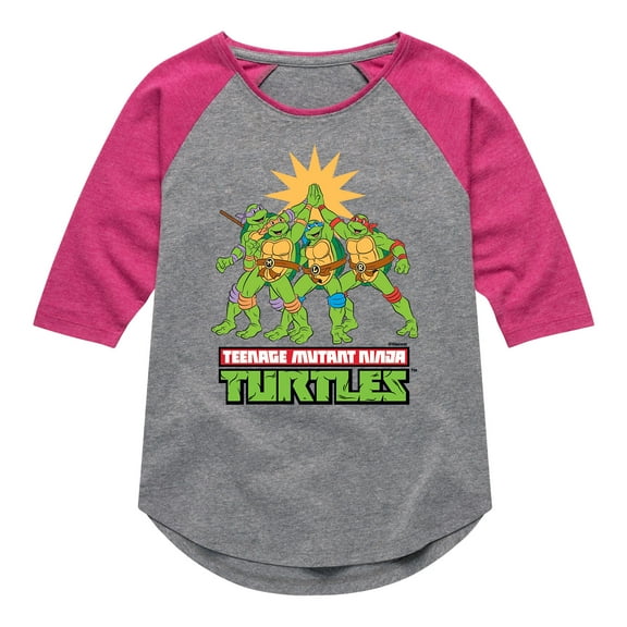 Teenage Mutant Ninja Turtles - High Five - Girls Shirt Tail Raglan