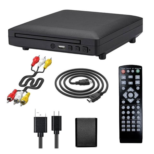 Bearachild Mini reproductor de DVD Reproductor de DVD para Smart TV compatible con 1080P Full HD compacto Cables de audio/vídeo A NOSOTROS