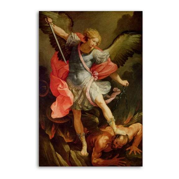 Archangel Michael St Michael Defeated Satan Poster Judaism Christian Catholic Islam Orthodox Easter Wall Art Poster Scroll Canvas Painting Picture Living Room Decor Home 12x18inch(30x45cm)