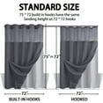thumbnail image 6 of Waffle Weave Shower Curtain with Snap in Fabric Liner, No Hook Shower Curtain with Snap-in Liner, DawnJoanHD Dark Grey Heavyweight Fabric Shower Curtain with See Through Top Window, 72"X75", 6 of 10
