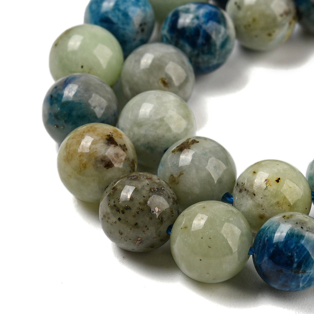 2strands Natural Blue Azurite in Calcite Beads Strands UV Reactive Fluorescent Gemstone Round Beads 8mm Hole: 0.7mm about 49pcs/strand 15.75''(40cm)