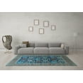 thumbnail image 3 of Ahgly Company Indoor Square Oriental Light Blue Industrial Area Rugs, 7' Square, 3 of 4