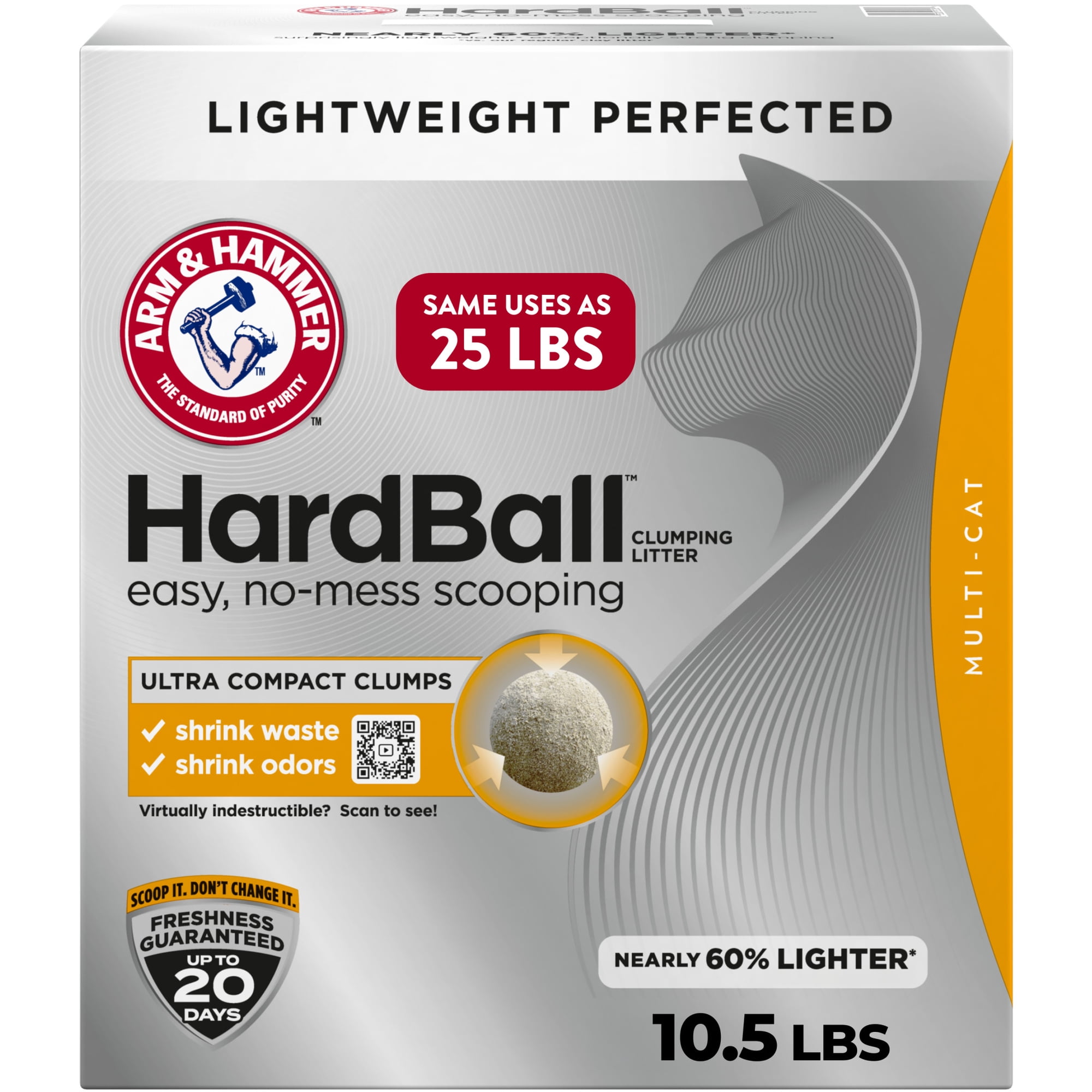 ARM & HAMMER HardBall Lightweight 5-in-1 Clumping Cat Litter, Garden Bloom Scent, 10.5 lbs