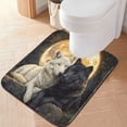 thumbnail image 3 of Wobogo Cozy Two Wolves U-Shaped Toilet Bath Mat Set Super Soft Absorbent Quick Dry Memory Foam Non Slip Bathroom Rugs for Tub Shower and Single Sink, 3 of 9