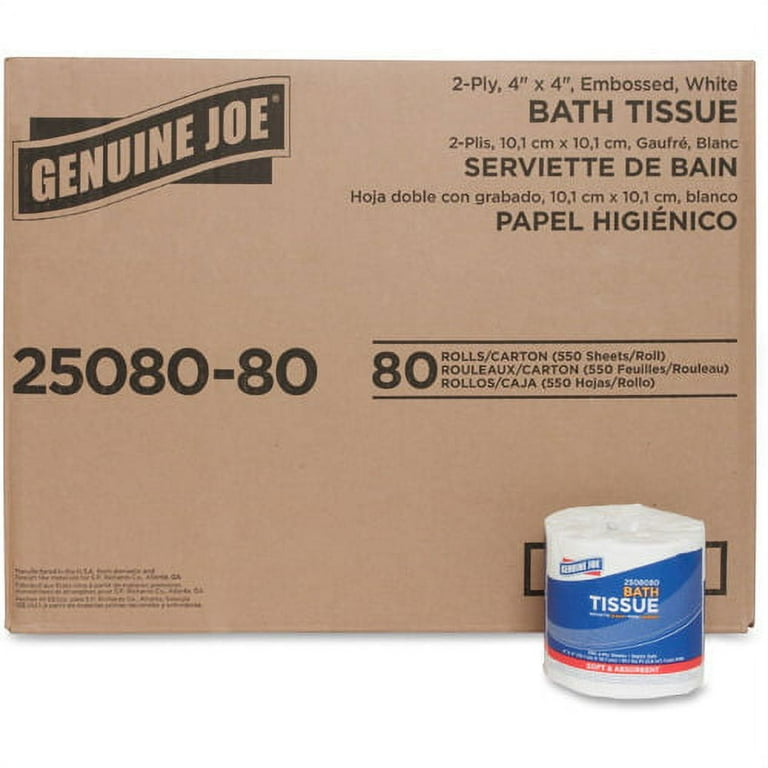 Genuine Joe Embossed Roll Bath Tissue - 2 Ply - 4 Genuine Joe Embossed Roll Bath Tissue - 2 Ply - 4