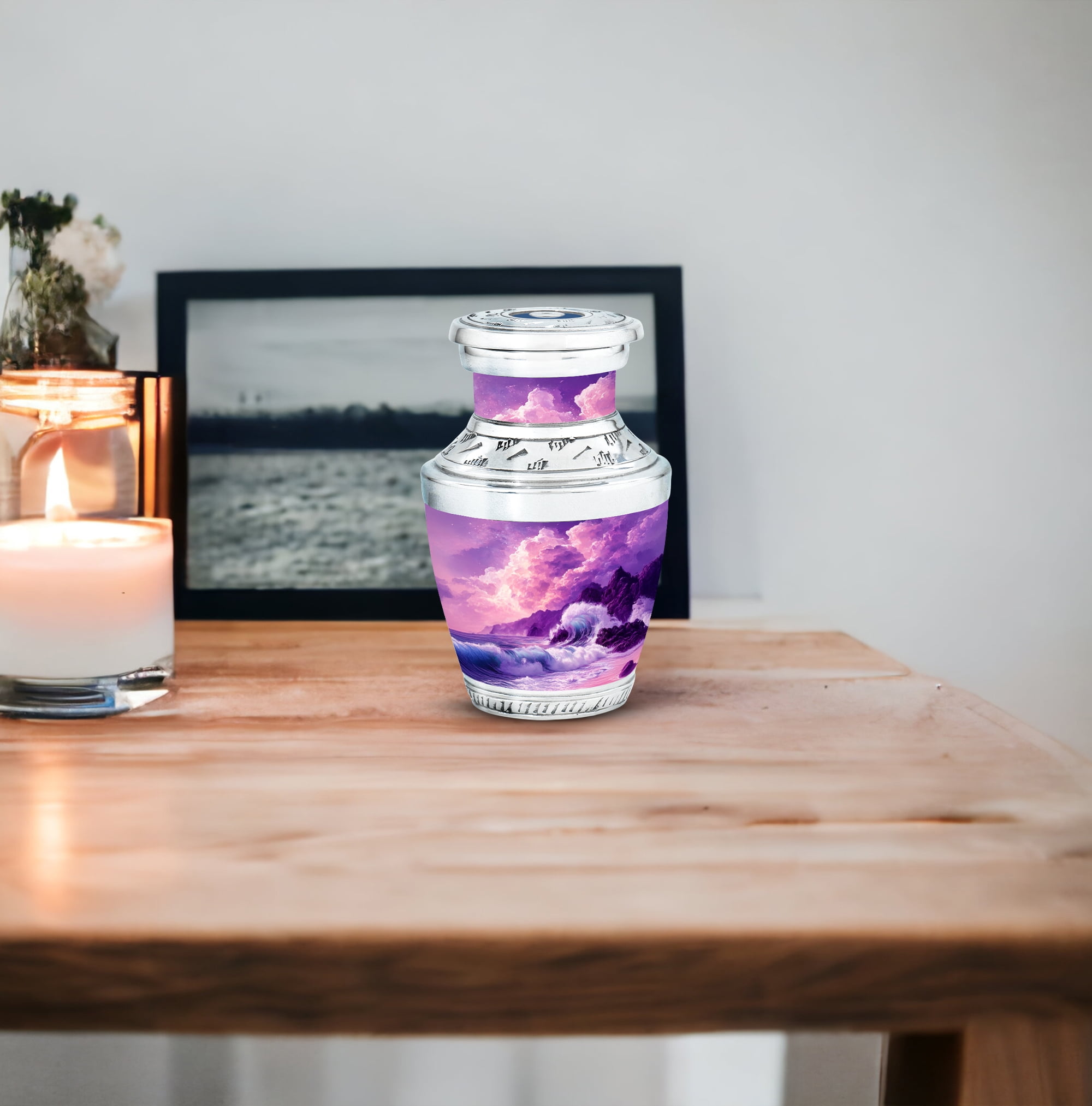 MUKTIVE Mountain Decorative Urn for Human Ashes for Male & Female - Funeral Purple Keepsake Urns for Adult Women - Cremation Mini Urn for Mom - 3 Inch