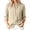 Beige, variant on hoksml Women Mandarin Collar Half Button 3/4 Sleeve Blouse Crinkle Textured Loose Shirt for Office Daily Vacation