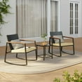 thumbnail image 3 of Aiho 3-Piece Wicker Patio Set with Rocking Chairs & Coffee Table - Outdoor Garden, Beige, 3 of 7