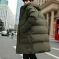 thumbnail image 6 of Brondbend Winter Coat for Men Jackets for Men Hooded Long Sleeved Zipper Pocket Outerwear Solid Color Warm Jacket Loose Fit Holiday Tops Army Green, 6 of 7