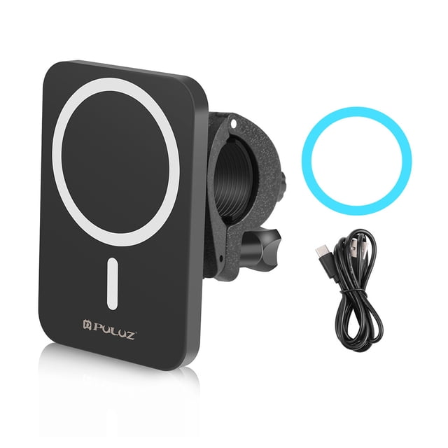 PULUZ 15W TELÉFONO TELÉFONO DE CARGADOR INALÁMBRICO CORTE CIRCUITO ROTACIÓN ROTACIÓN AJUSTABLE DE CARTAMIENTO DE CARTAMIENTO PARA IPHONE 13 NEGRO Jumpingount EL014491-02B