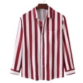 thumbnail image 1 of Blusa informal holgada con cuello vuelto para el trabajo diario Camisa de manga larga con rayas rojas, 1 of 5