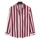 thumbnail image 3 of Camisa a rayas para hombre, manga larga, cuello vuelto, blusa holgada con botones para uso diario y trabajo, 3 of 5