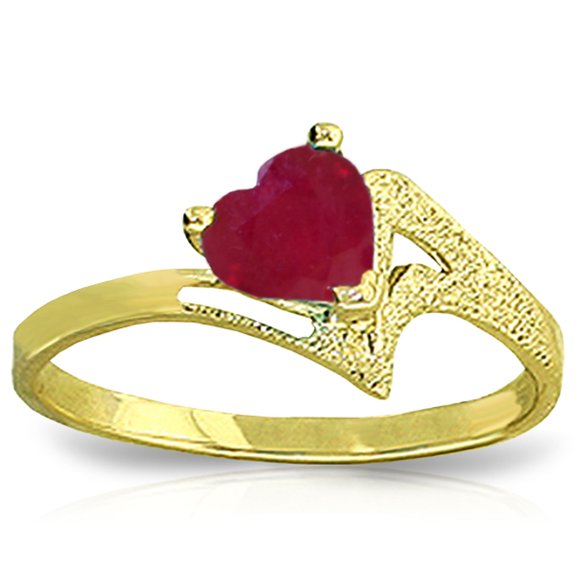 Galaxy Gold 1 ct 18K Solid Yellow Gold Solitaire Heart Ruby Ring - Size 7.5