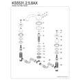 thumbnail image 3 of Kingston Brass KS5538AX Vintage Two-Handle Deck Mount Roman Tub Faucet, Brushed Nickel, 3 of 4
