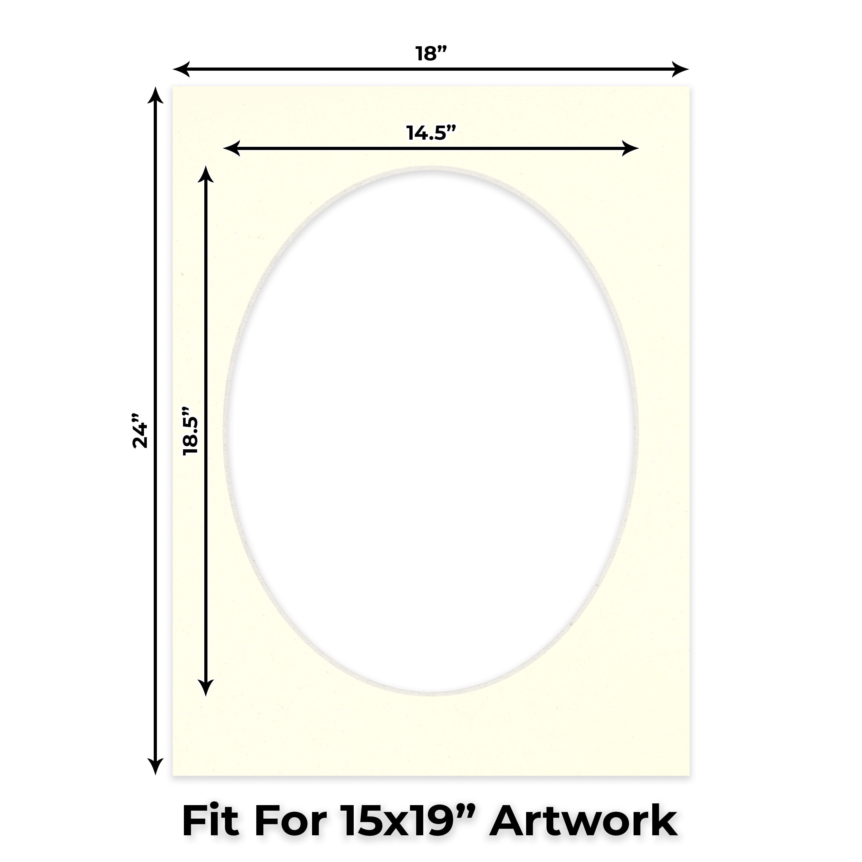 Cream Linen Picture Frame Mat for 18x24 Frames - Oval Opening for 15x19 Photos - 10 Mats