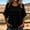 Black, variant on Women's Fringe Trim Peplum Blouse Round Neck Short Sleeve Cotton Linen Top Vintage Casual Loose Peasant T-Shirt 2026