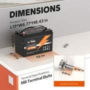 LiTime 12V 100Ah Lithium LiFePO4 Battery 1280Wh 4000-15000 Cycles for Marine Backup Power Solar