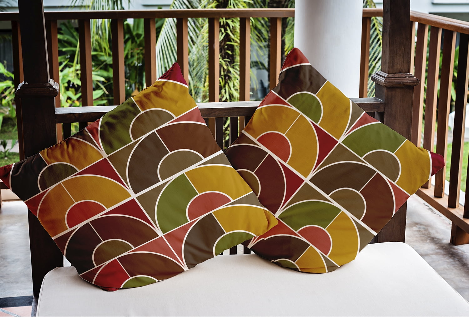 20" x 20" Simply Daisy Geom Arches Polyester Indoor/Outdoor Pillow, Red Maple Qty 1