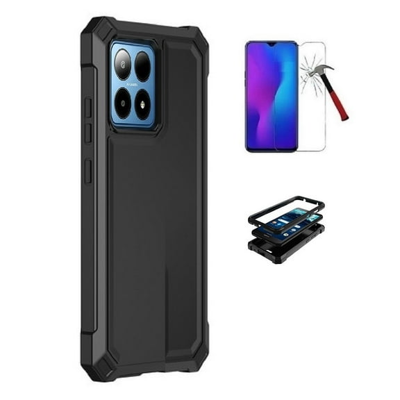 Phone Case for Boost Summit 5G 2024,  Full Body  TPU Cover Case   Tempered Glass (Black)