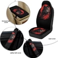 thumbnail image 6 of Xixirimido Leather Seat Cover Front Seats Only, Universal Fit Auto Front Seat Covers for Sedan Van SUV Truck 5 Pcs Set with Seatbelt Covers & Center Console Cover, Wolf Red Moon Floral, 6 of 8