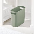 thumbnail image 2 of mDesign Plastic Small Trash Can, 1.5 Gallon/5.7-Liter Wastebasket, Garbage Container Bin with Handles for Bathroom, Kitchen, Home Office, Hold Waste, Recycling, 10" High, Aura Collection, Olive Green, 2 of 5