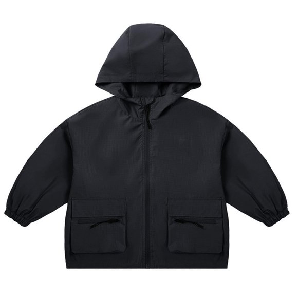 XXWXYD Windbreaker Jacket Boys Hooded Zip Up Cotton Lined Plain Trendy Fall Waterproof Raincoat Warm Outerwear Pockets Lightweight
