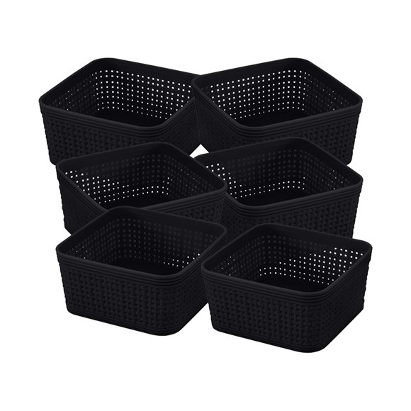 Simplify Juego De Organización De 6 Paquetes | Contenedores Cuadrados | Multiusos | Oficina | Escritorio | Dormitorio | Cuarto De Baño | Cesta De Almacenamiento | Artículos Pequeños | Accesorios | Neg