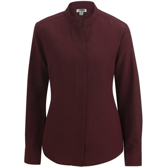 Edwards Garment Womens Stand-Up Collar Shirt, Burgundy, Small