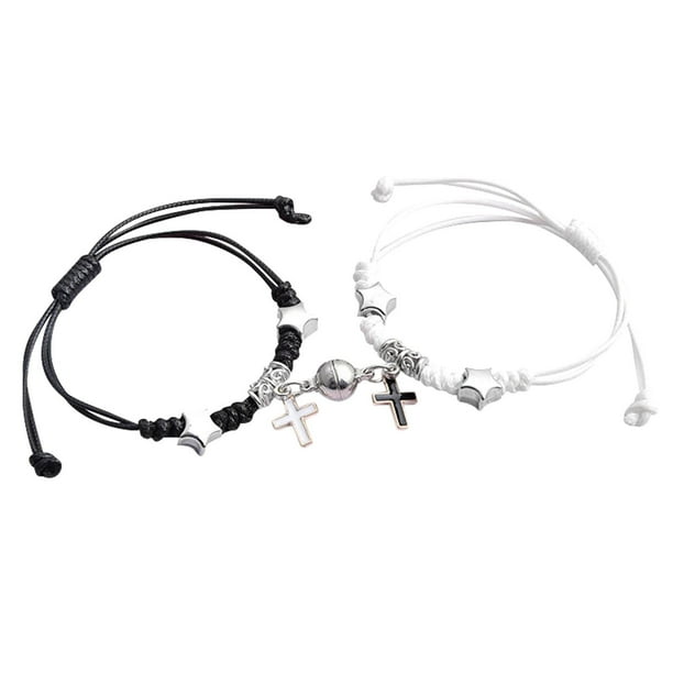 Juego de pulseras magnéticas para parejas, de aleación ajustable | Pulseras de atracción a juego para él y para ella | Regalo de cumpleaños, aniversario y San Valentín para parejas y familias