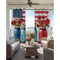 thumbnail image 6 of Independence Day Kitchen Curtains Red Blue Flag Patriotic Bottle Flower Cafe Short Curtains for Bathroom Blackout Window Curtain Small Window Treatment Drapes for Bedroom Living Room 52"x45"x2, 6 of 9