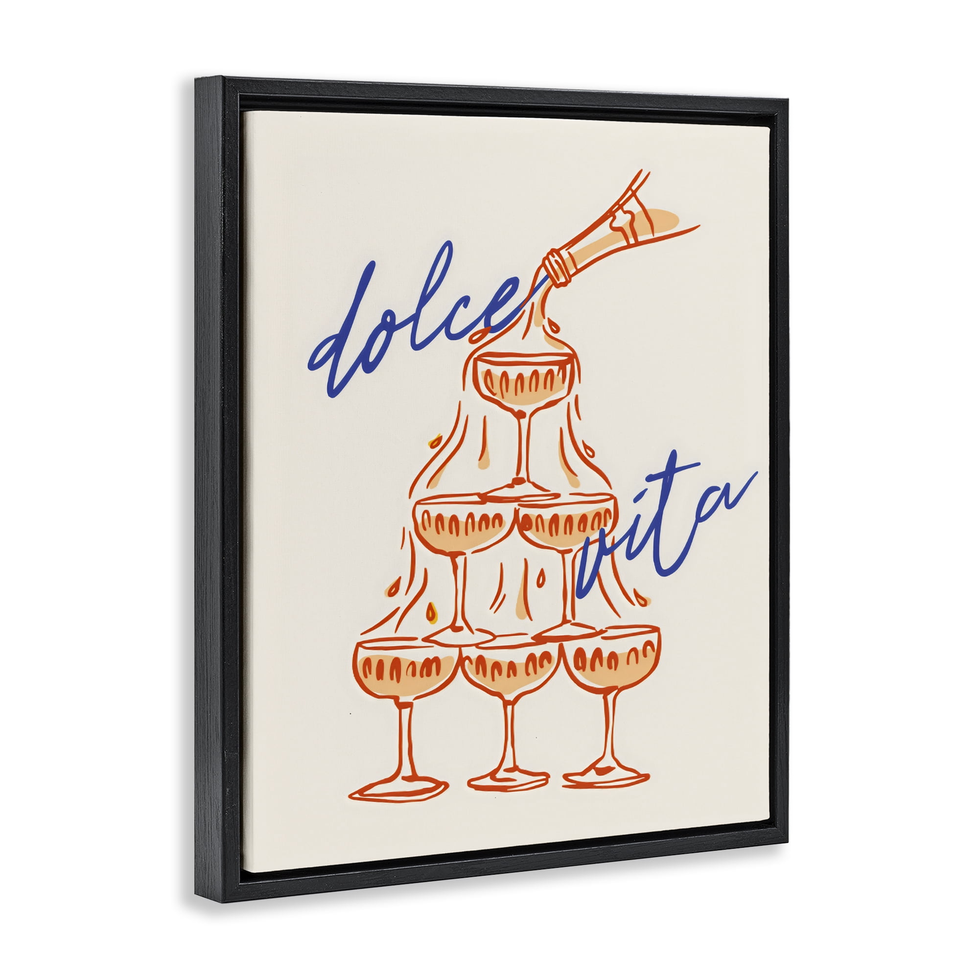 Stupell Industries Dolce Vita Champagne Tower Black Framed Floater Canvas Wall Art, design by The Prints Vibe