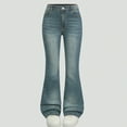 thumbnail image 2 of Girls Jeans Fashion Cute Stretch Slim Flare Denim Pants with Pocket Girls Clothes Size 6-13, 2 of 7
