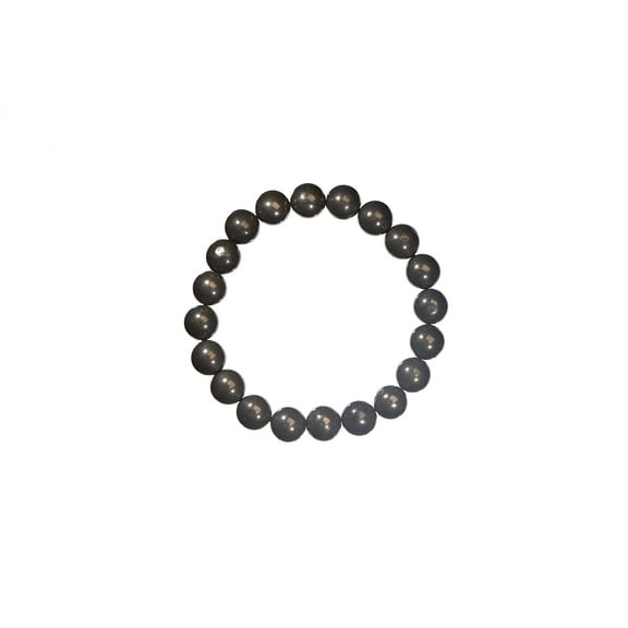 LTC Designs 10mm Shiny Round Pyrite Stretch Bracelet, 8"