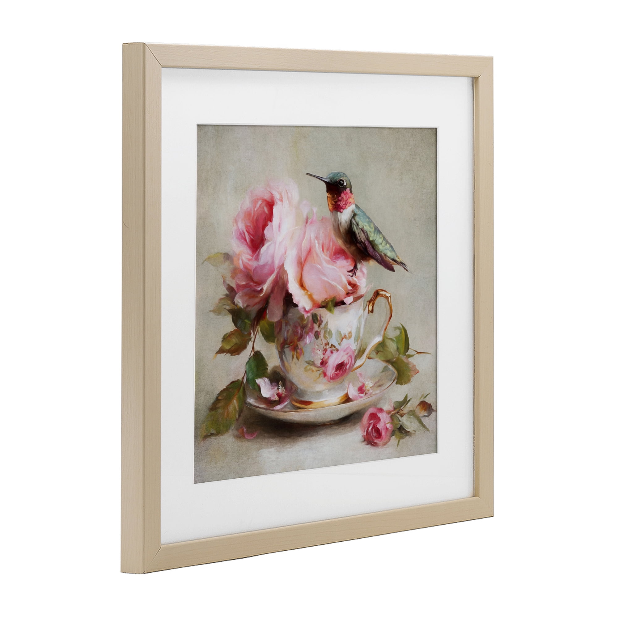 Stupell Industries Hummingbird & Tea Cup Birch Framed Print Under Glass, design by Tina LeCour