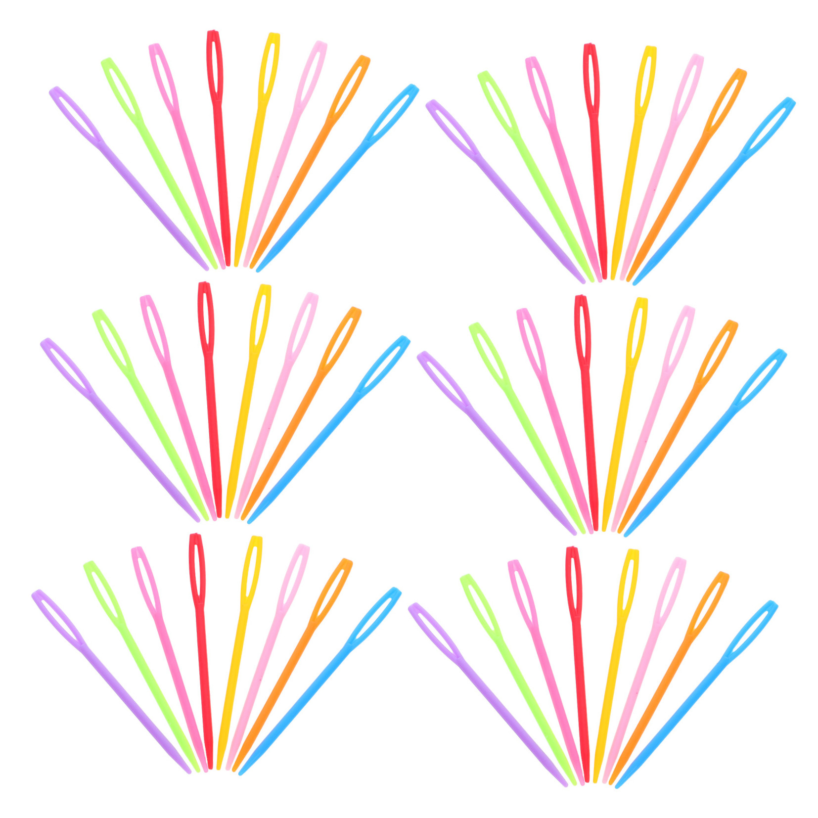 OFFIGAM Set of 2000 Large Plastic Knitting Needles in Assorted Colors, Lightweight and Easy to Thread for Home Crafting Projects