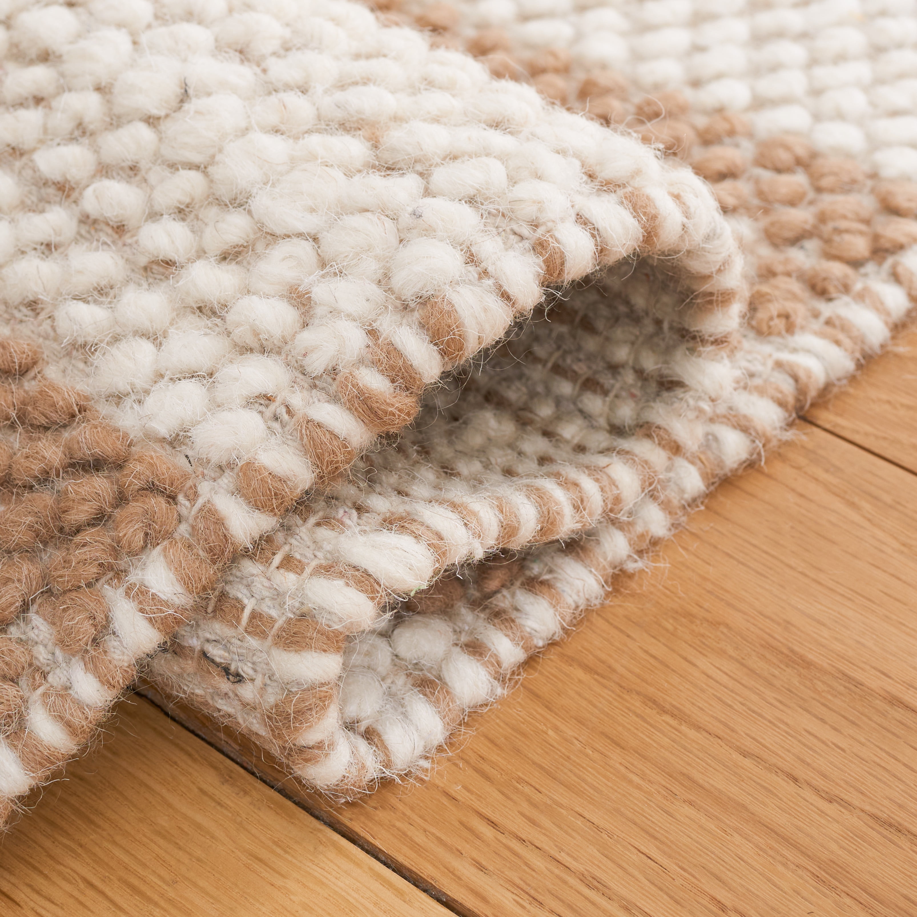 SAFAVIEH Natura Qendro Striped Area Rug, Ivory/Light Brown, 6' x 6' Square