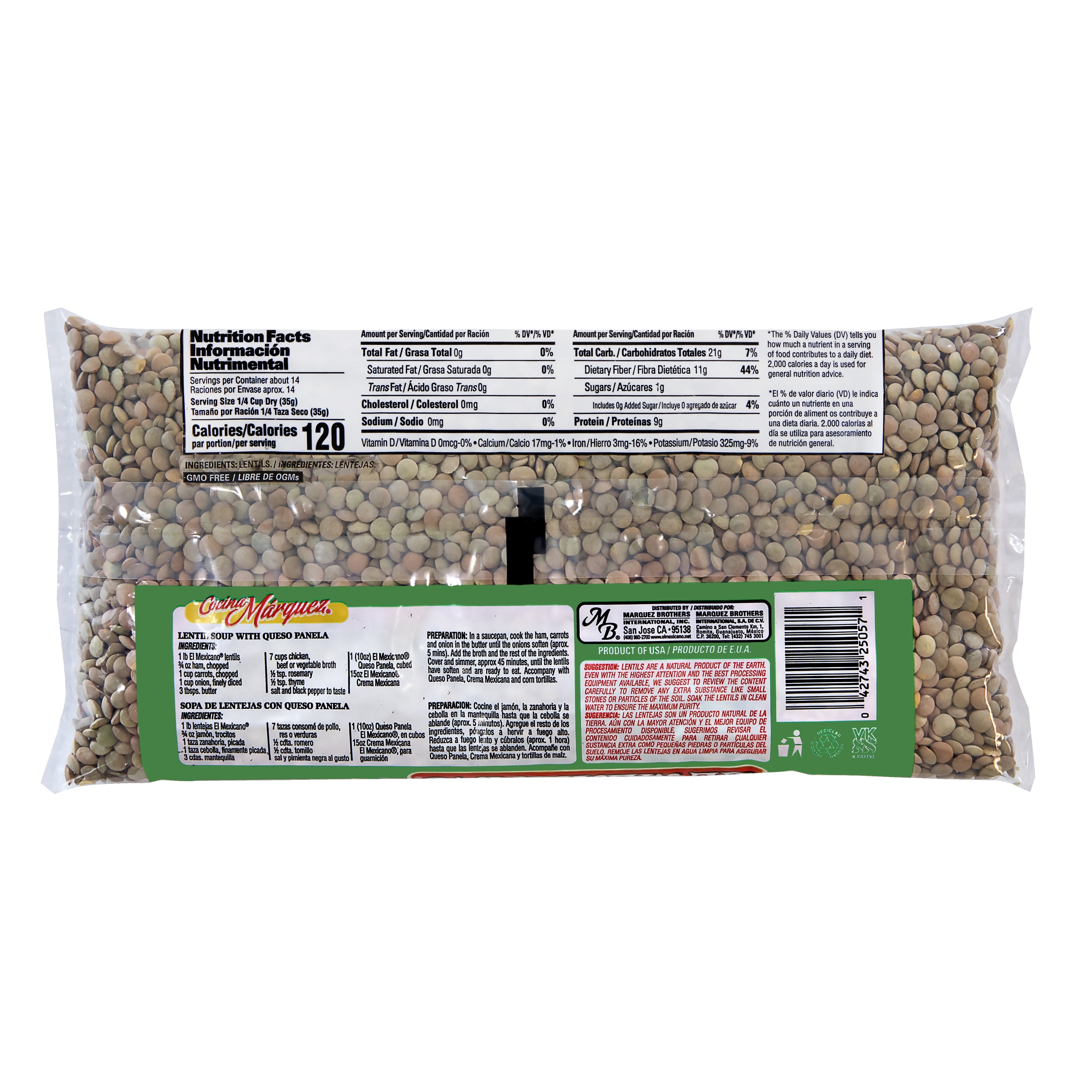 El Mexicano Lentils, 1 lb Bag