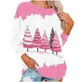 thumbnail image 5 of Festive Tops for Women Christmas Outfits Long Sleeve Crewneck Sweatshirt Lightweight Graphic Pullover Holiday Shirt (S, Pink), 5 of 6