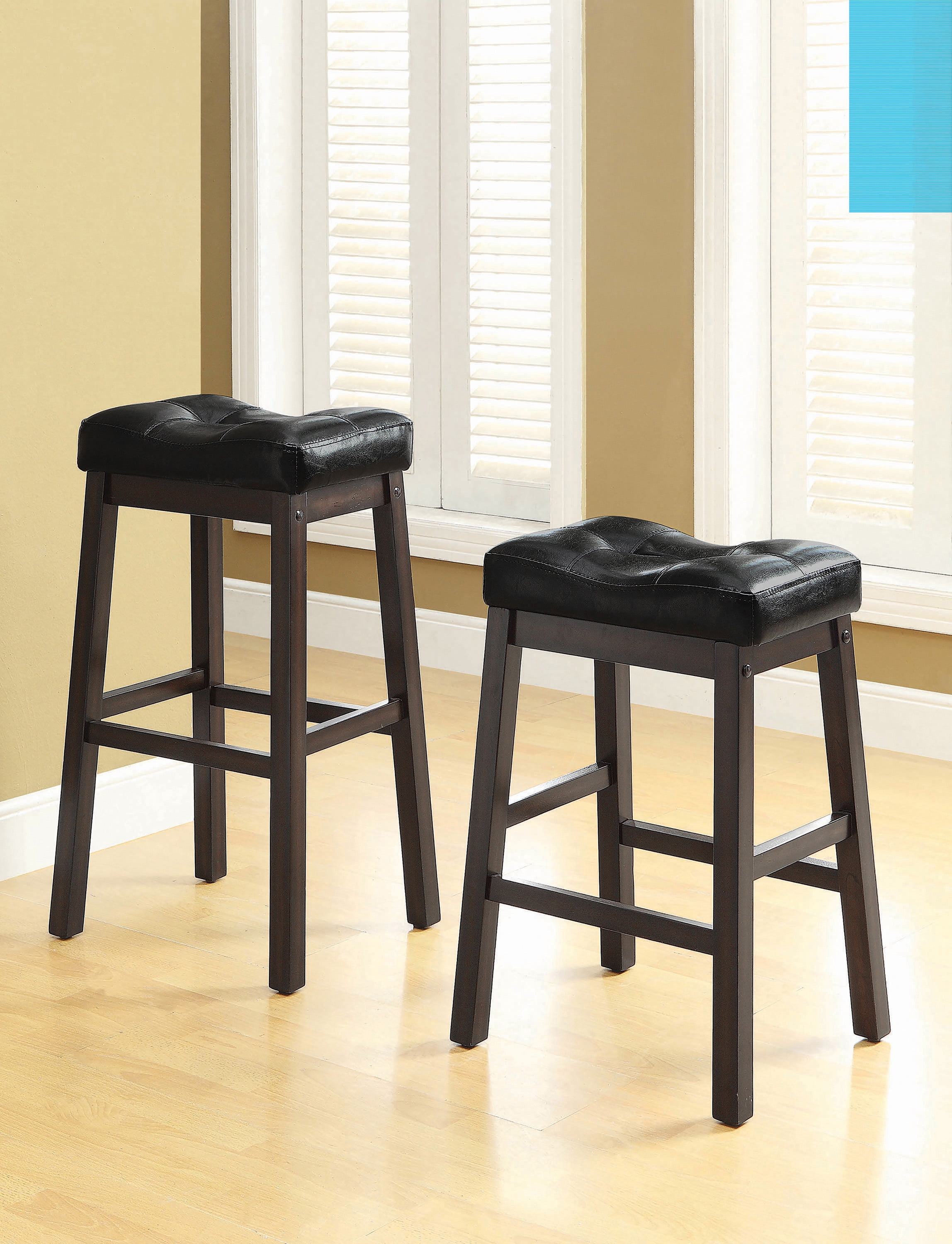 Upholstered Counter Height Stools Black and Cappuccino (Set of 2) - Walmart.com - Walmart.com