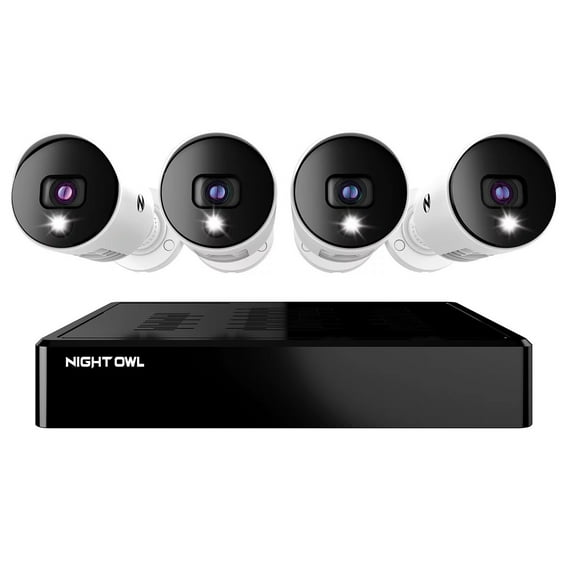 Night Owl CL-BTD81-44L Expandable Bluetooth DVR with 4 Wired Ultra HD Spotlight Cameras and 1TB Hard Drive