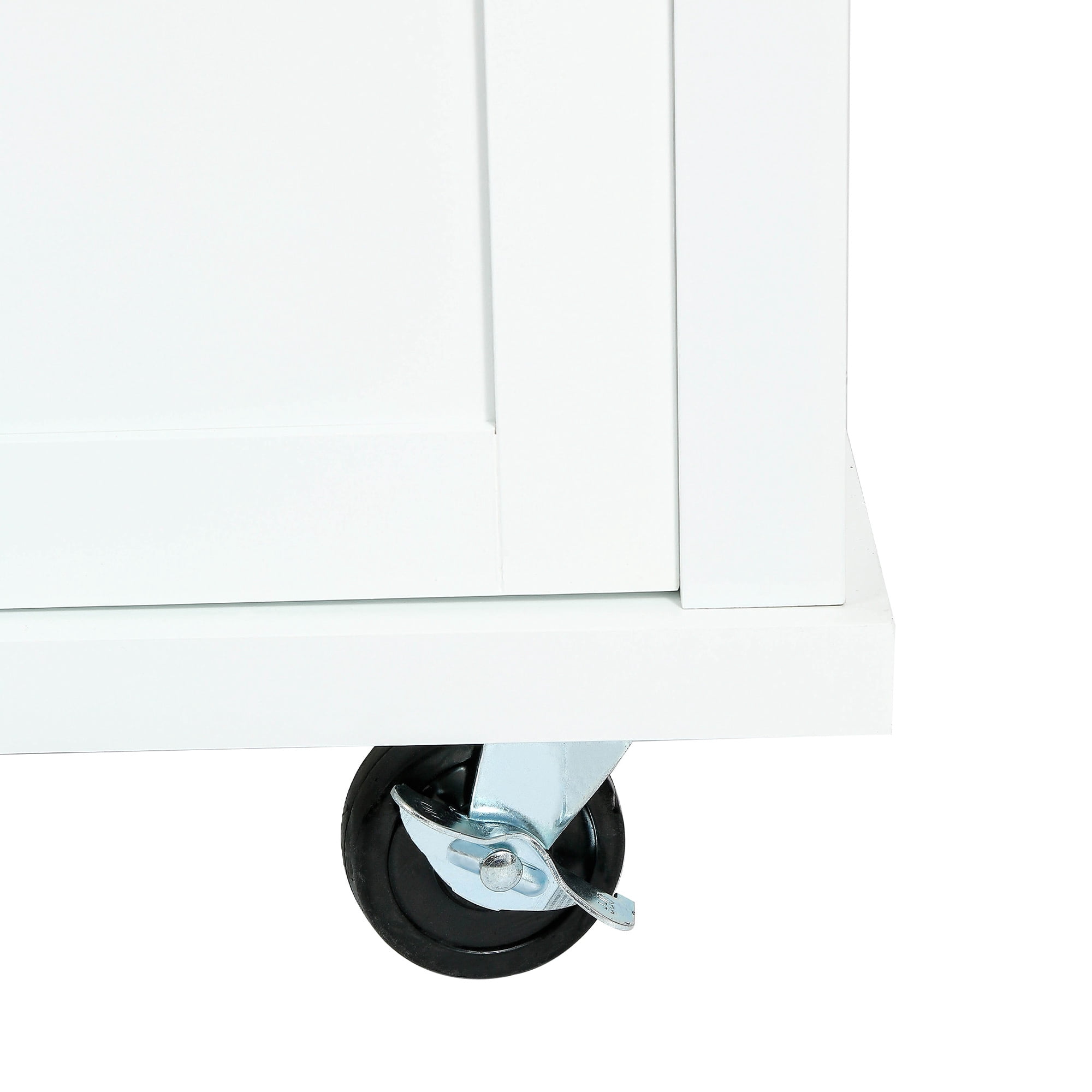 Kitchen Cart with Rubber Wood Drop-Leaf Countertop, Kitchen Island on 5 Wheels with Storage Cabinet and 3 Drawers for Dinning Room, White 53.1"x29.5"x37.2"